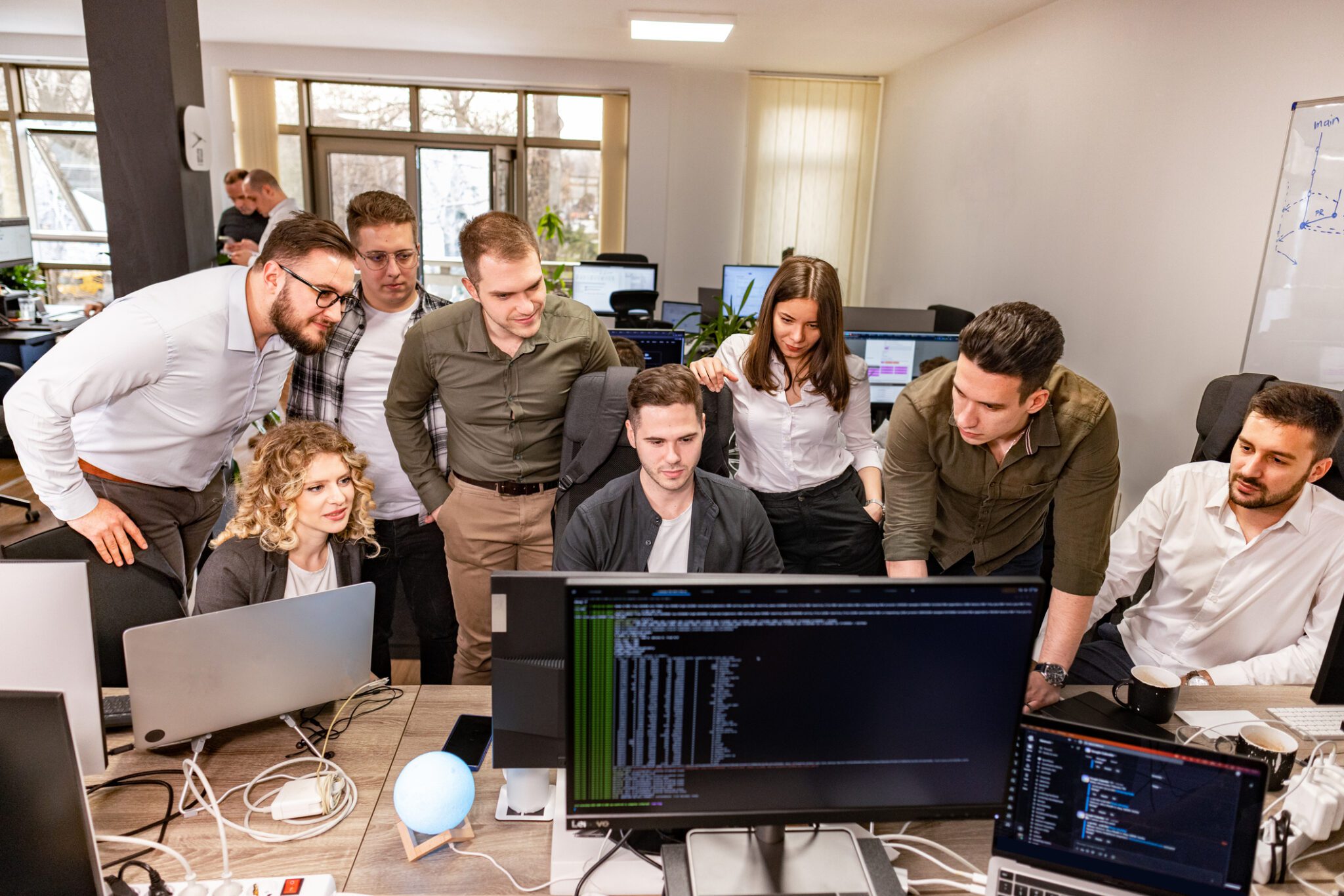 Team collaborating in modern office