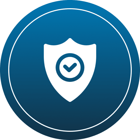Blue circle with shield symbol